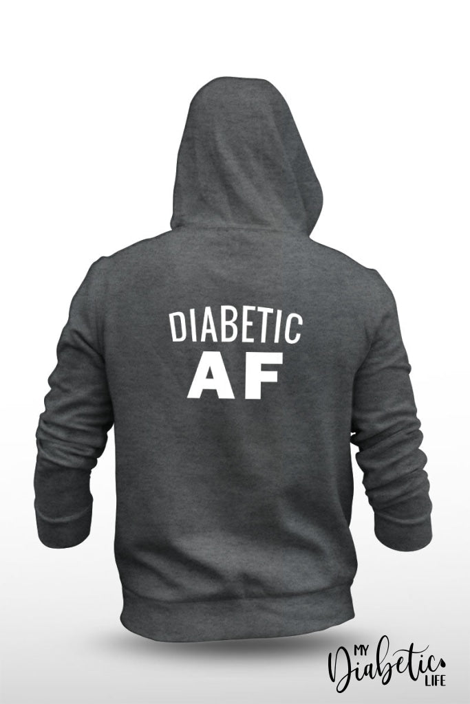 Diabetic Af - Unisex Fleece Hooded Jacket S / Dark Grey Hoodie