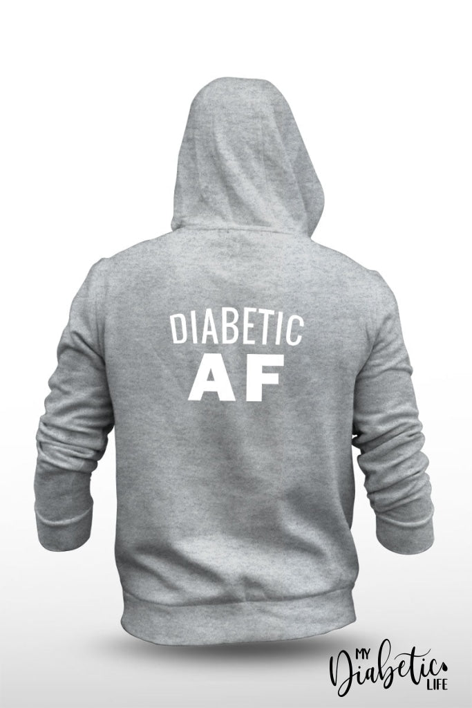 Diabetic Af - Unisex Fleece Hooded Jacket S / Light Grey Hoodie