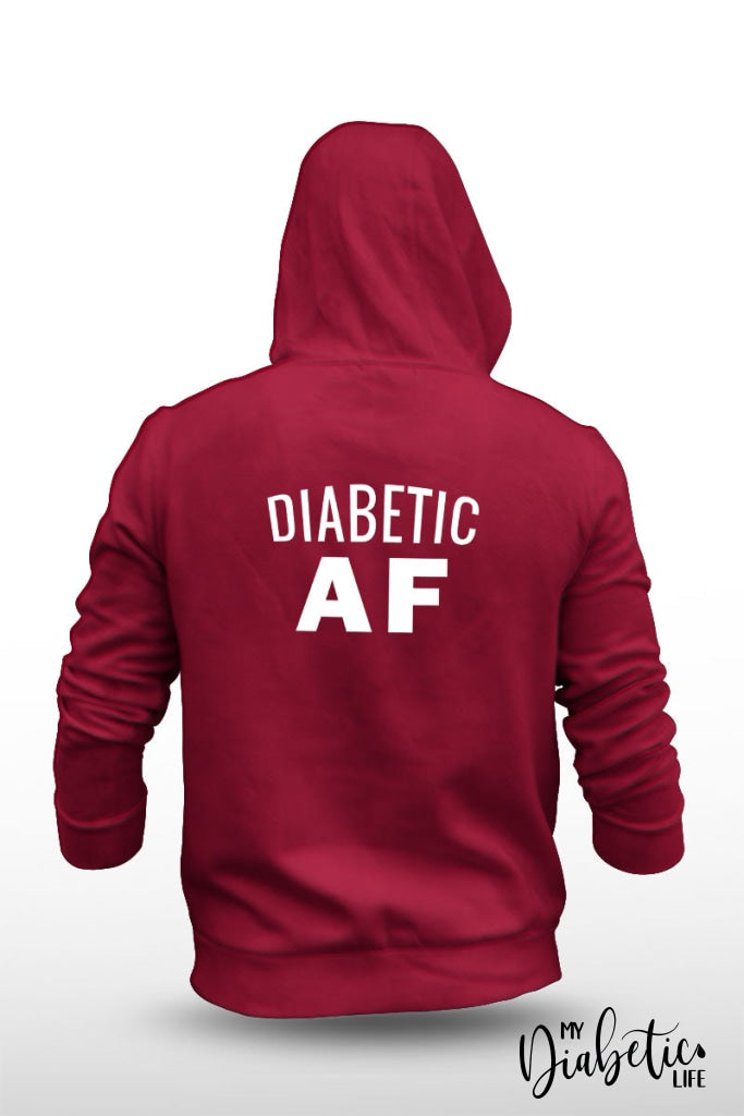 Diabetic Af - Unisex Fleece Hooded Jacket S / Red Hoodie