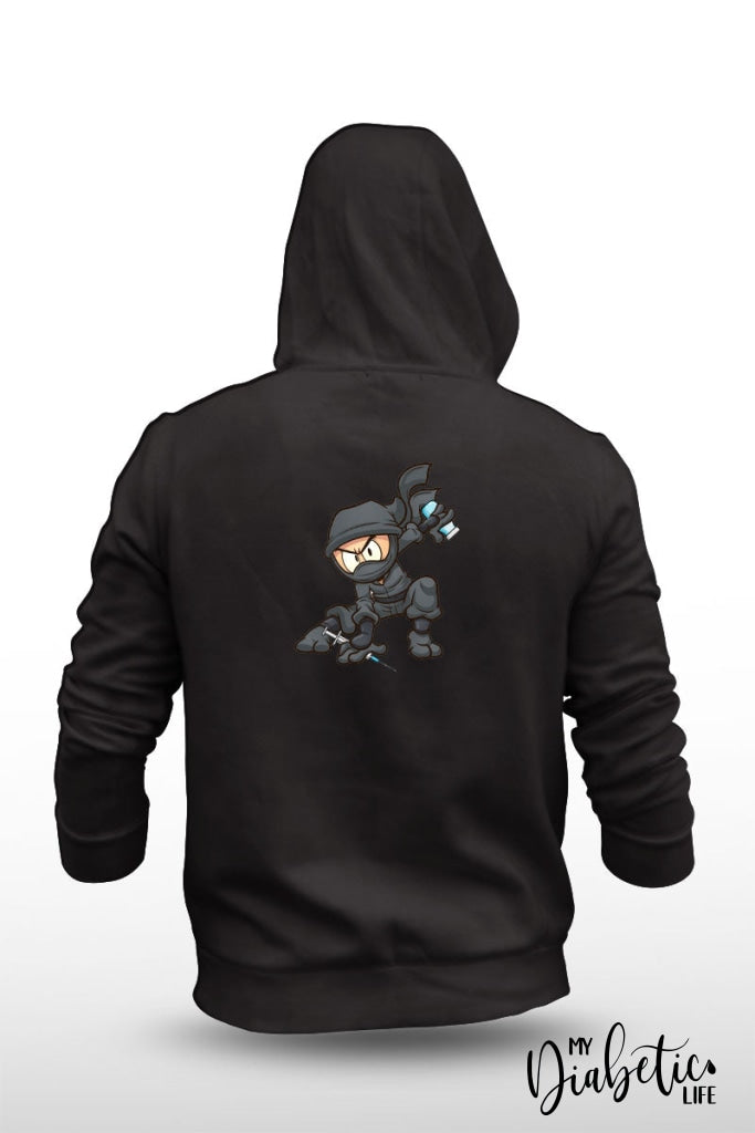 Diabetic Ninja Warrior - Unisex Fleece Hooded Jacket S / Black Hoodie