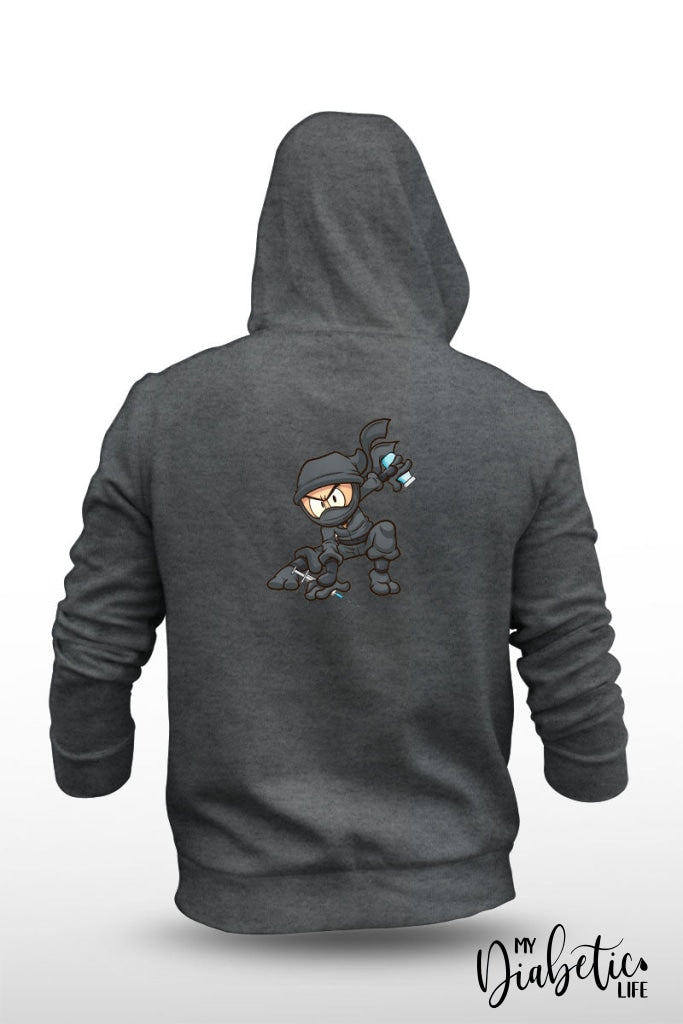 Diabetic Ninja Warrior - Unisex Fleece Hooded Jacket S / Dark Grey Hoodie