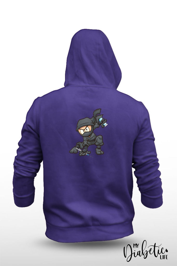 Diabetic Ninja Warrior - Unisex Fleece Hooded Jacket S / Grape Hoodie