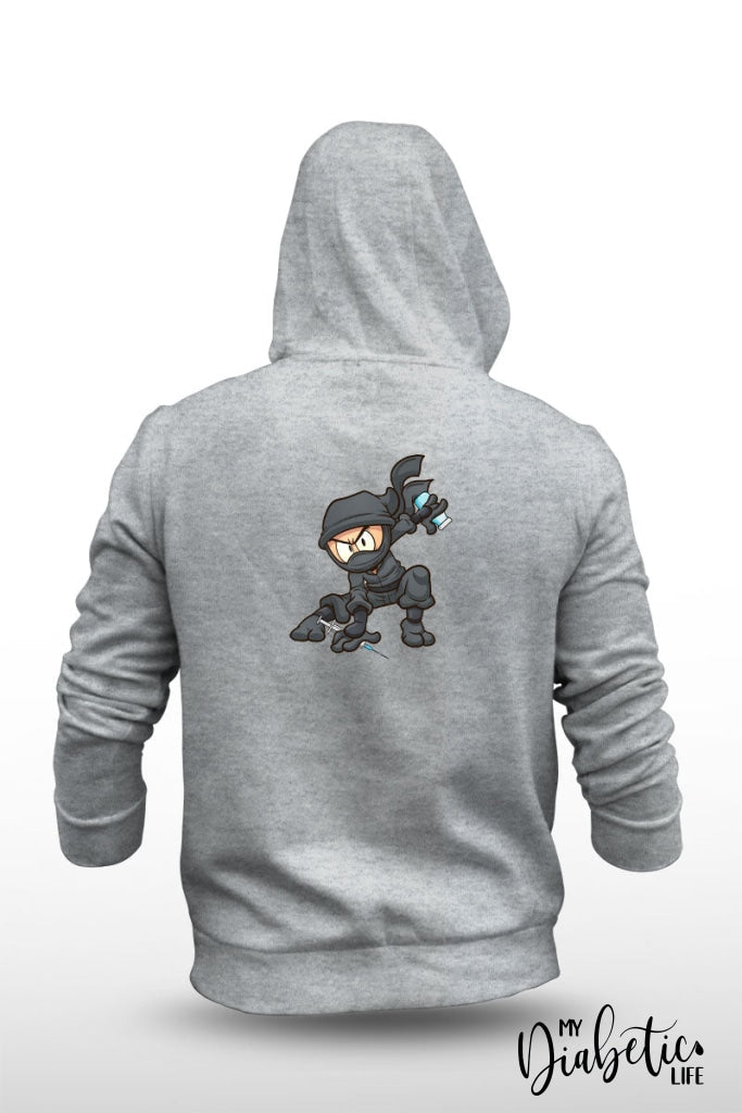 Diabetic Ninja Warrior - Unisex Fleece Hooded Jacket S / Light Grey Hoodie