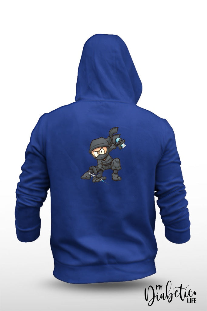 Diabetic Ninja Warrior - Unisex Fleece Hooded Jacket S / Royal Blue Hoodie