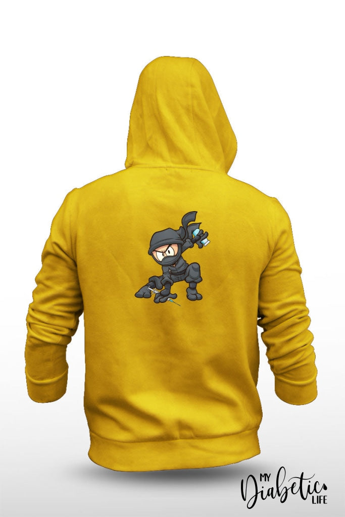 Diabetic Ninja Warrior - Unisex Fleece Hooded Jacket S / Yellow Hoodie
