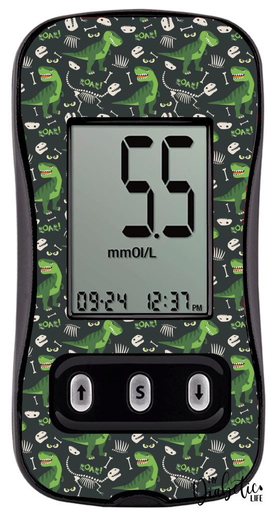 Dino Roars - Caresens N, skin and Decal, glucose meter sticker - MyDiabeticLife