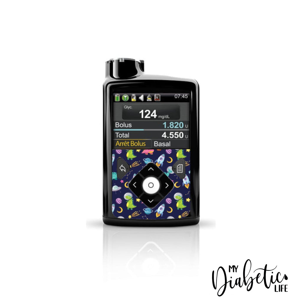 Dinos In Space - Medtronic Pump (630/640/670/770) Sticker Front Mini 630/640/670