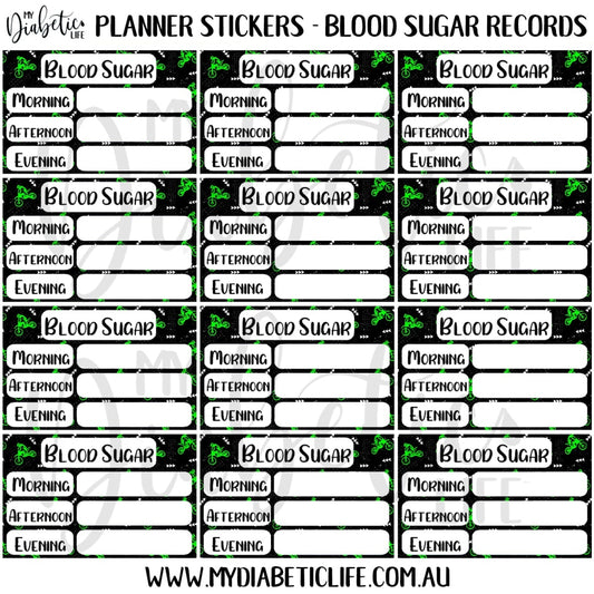 Dirt Bike - 12 Blood Sugar Trackers For Planners Stickers
