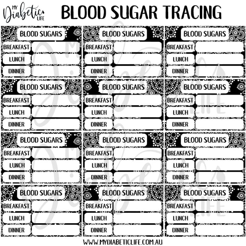 Dot Mandala - 12 Blood Sugar Trackers For Planners Stickers