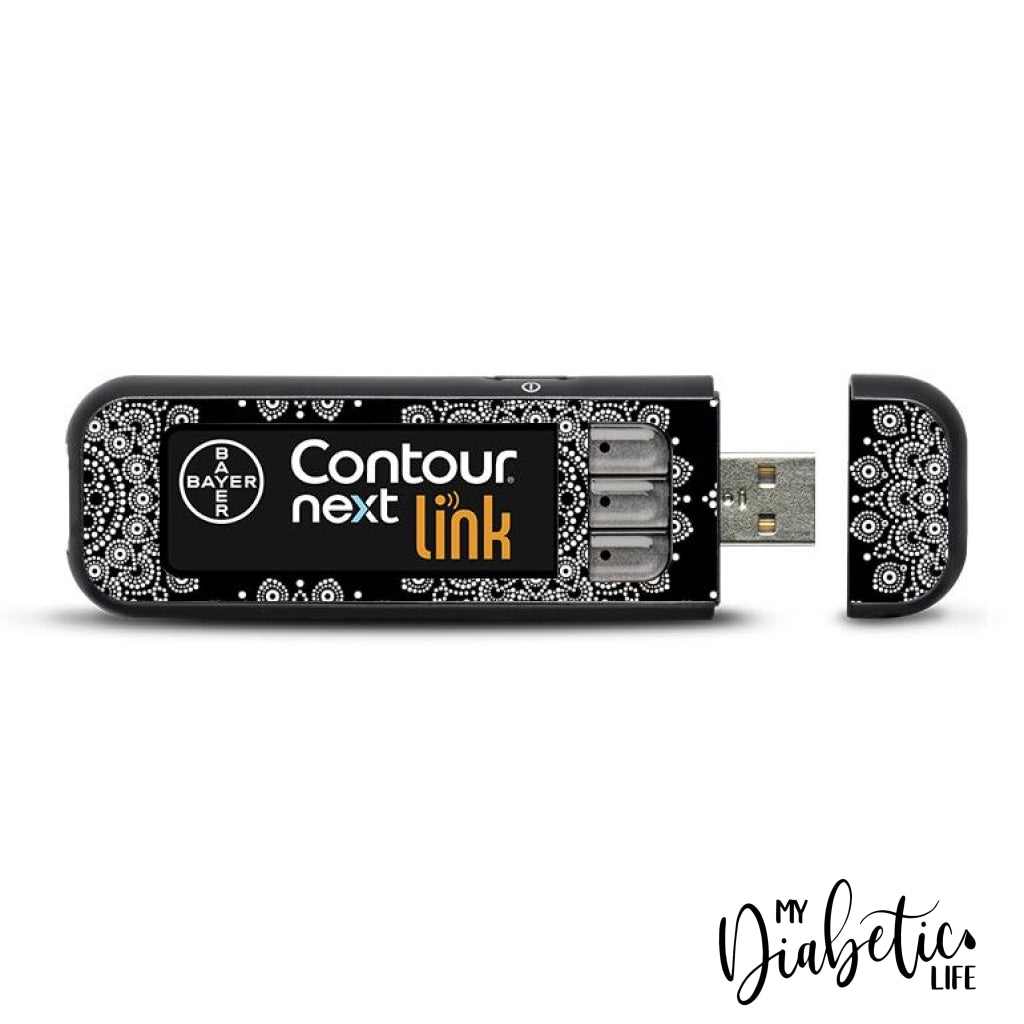 Dot Mandala - Contour Next Link USB Peel, skin and Decal, Glucose meter sticker - MyDiabeticLife