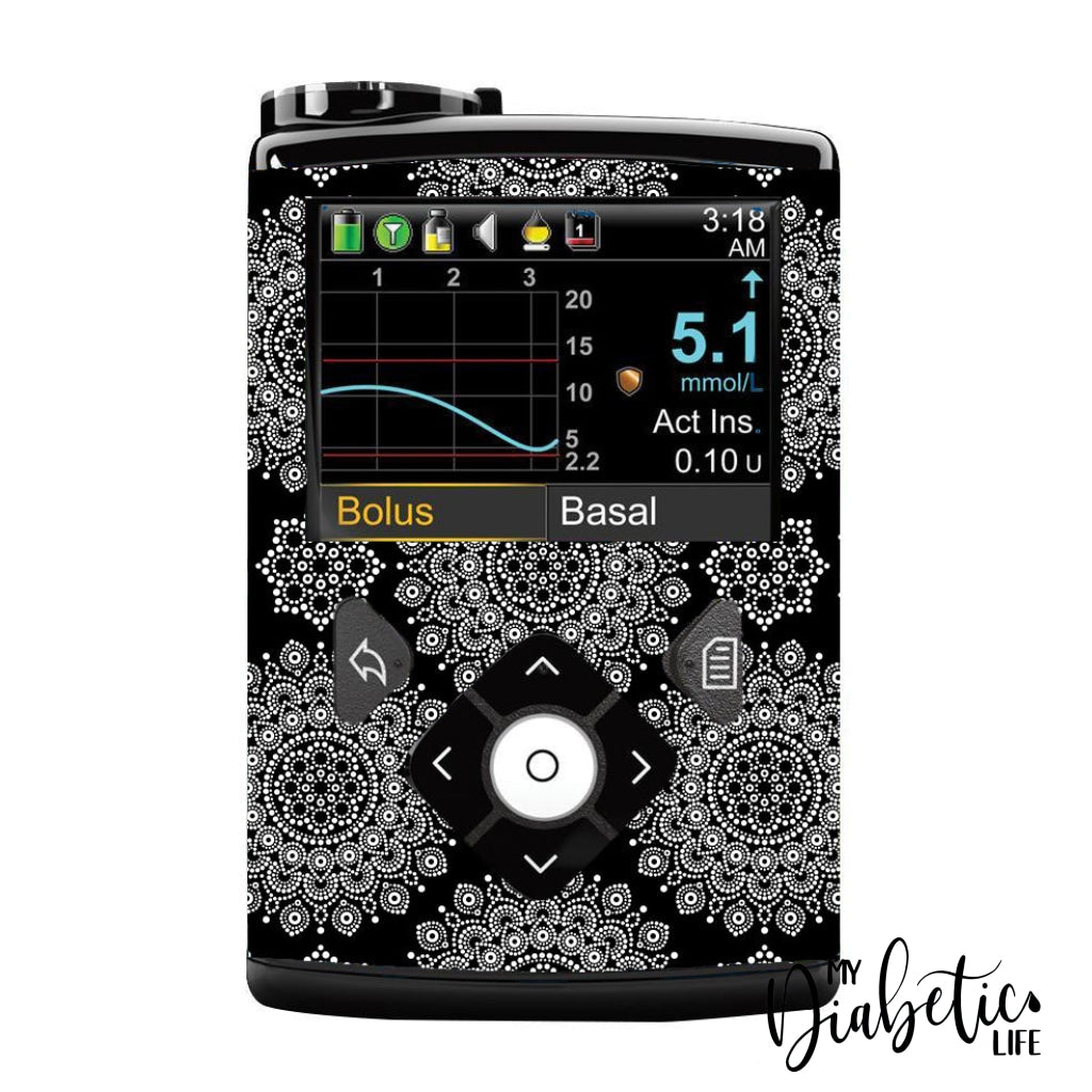 Dot Mandala - Medtronic Pump (630/640/670/770) Sticker Full Cover W/clip 630/640/670