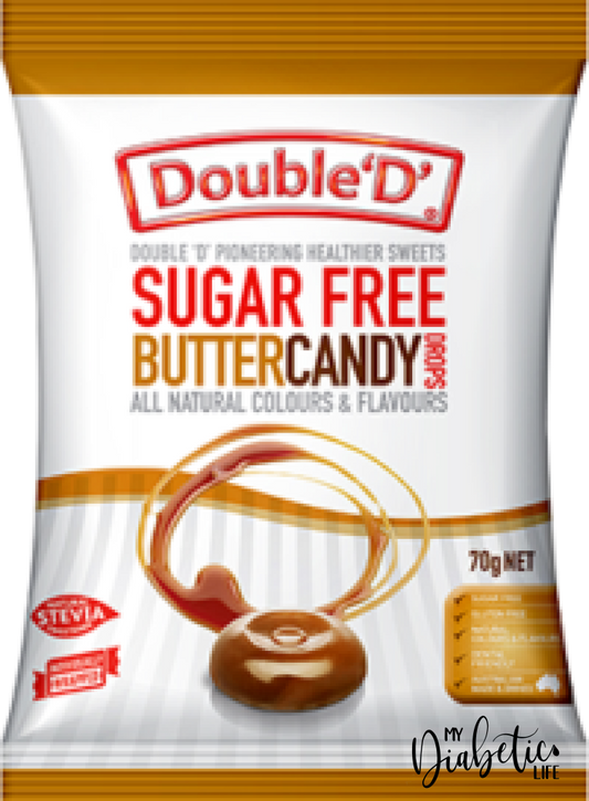 Double D - Sugar Free Butter Candy Drops 70G Packet Confectionery