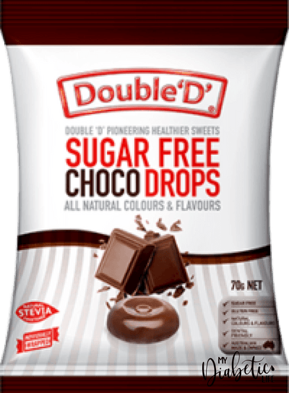 Double D - Sugar Free Choco Drops 70G Packet Confectionery