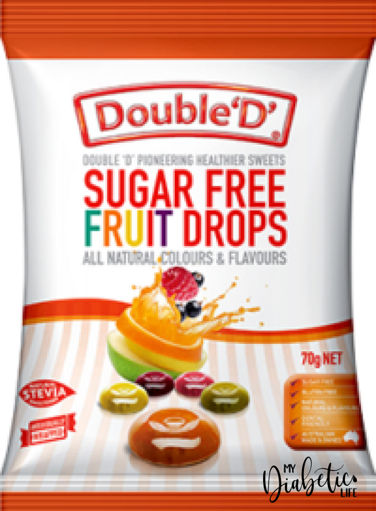Double D - Sugar Free Fruit Drops 70G Packet Confectionery