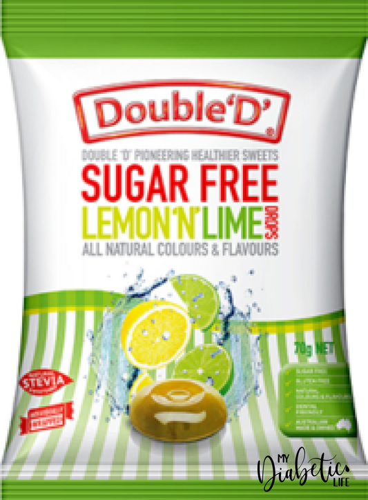 Double D - Sugar Free Lemon N Lime Drops 70G Packet Confectionery