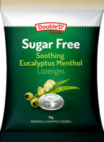 Double D - Sugar Free Soothing Eucalyptus Menthol Lozenges 70G Packet Confectionery