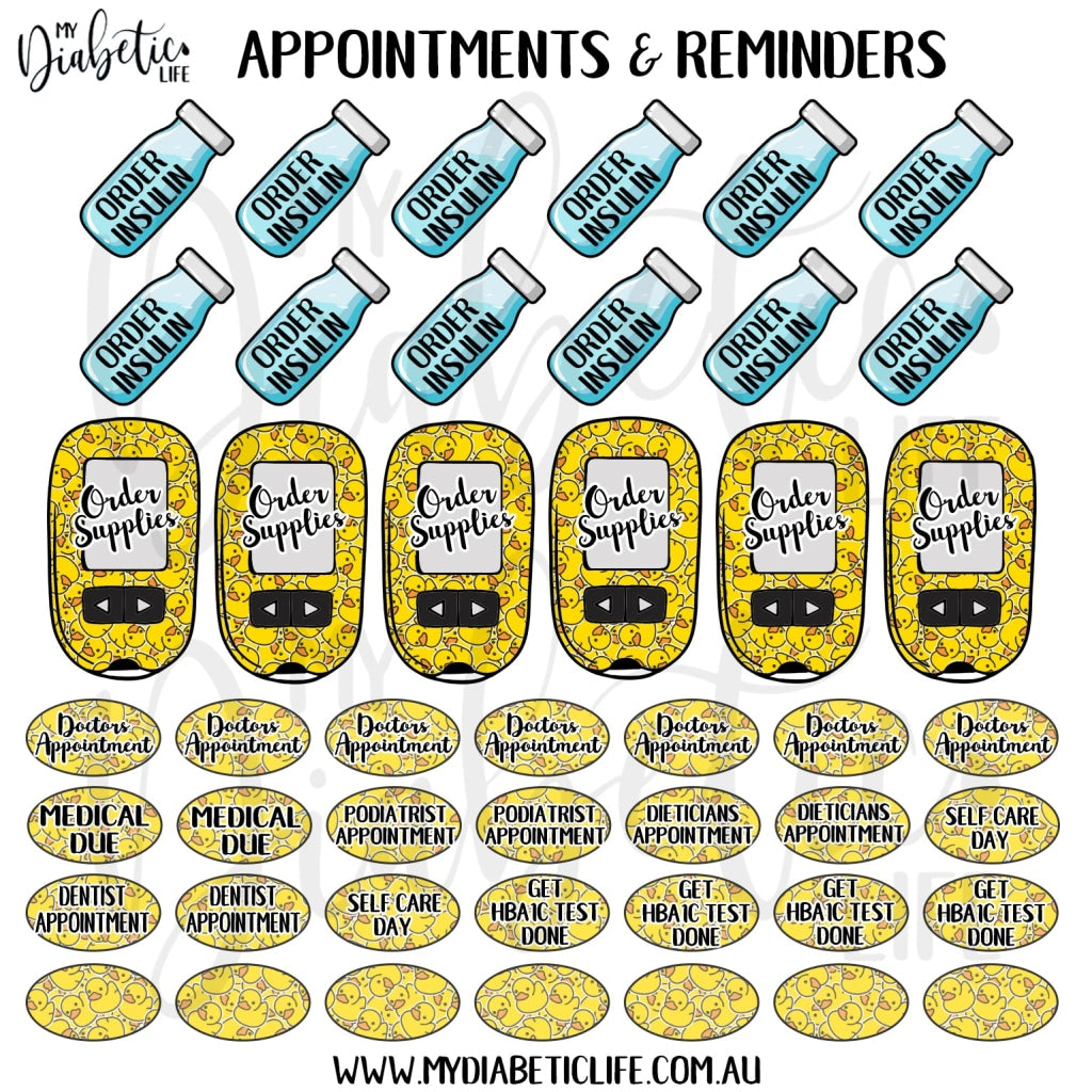 Duck Fiabetes - 46 Appointment & Reminder Planner Stickers