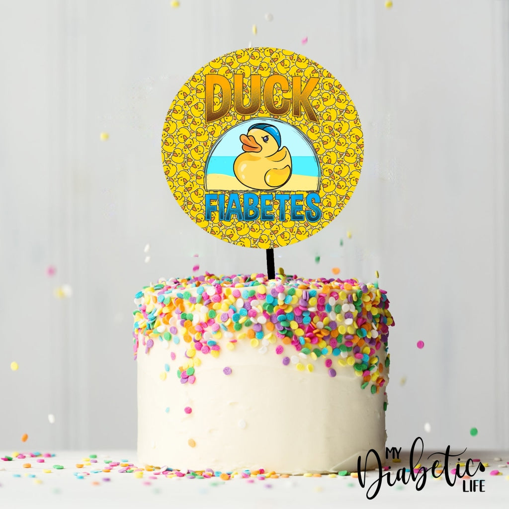 Duck Fiabetes - Round Cake Topper Black Decorating Supplies