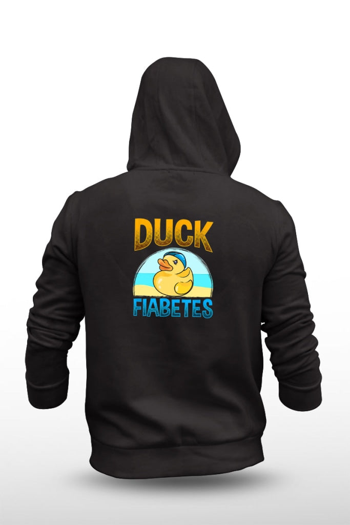 Duck Fiabetes - Unisex Fleece Hooded Jacket S / Black Hoodie
