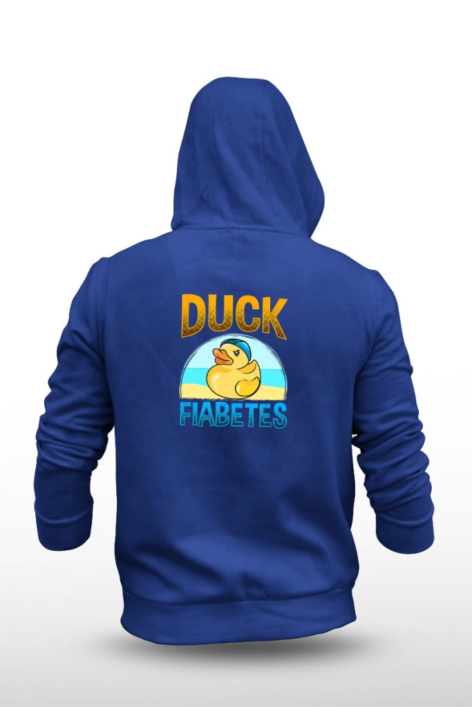 Duck Fiabetes - Unisex Fleece Hooded Jacket S / Blue Hoodie
