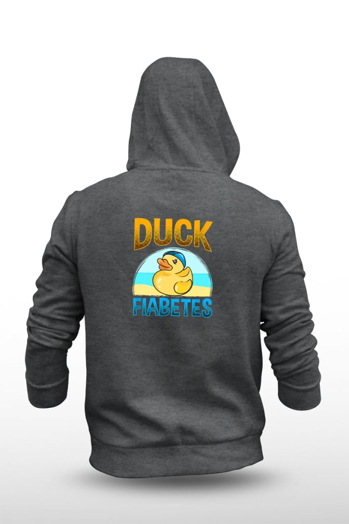 Duck Fiabetes - Unisex Fleece Hooded Jacket S / Dark Grey Hoodie
