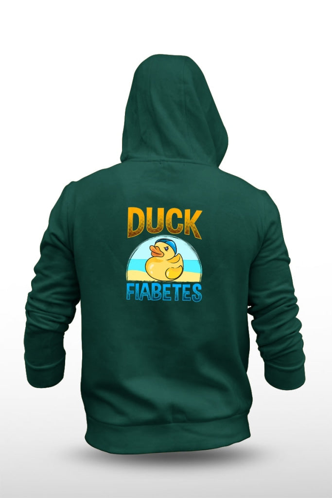 Duck Fiabetes - Unisex Fleece Hooded Jacket S / Green Hoodie
