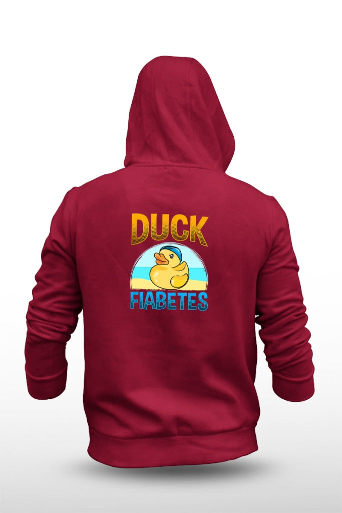 Duck Fiabetes - Unisex Fleece Hooded Jacket S / Red Hoodie
