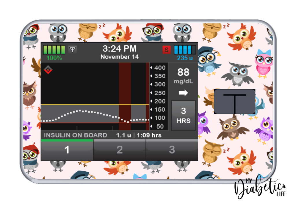 Educated Owls - Tandem Tslim x2 Pump Peel, skin and Decal, insulin pump sticker - MyDiabeticLife