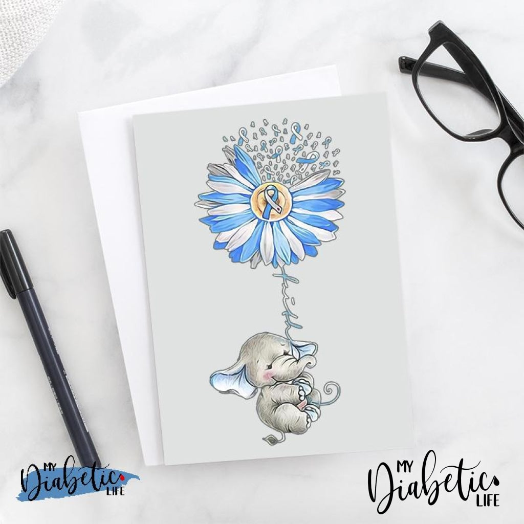 Elephant with faith flower- Diabetes Awareness Greeting Card - MyDiabeticLife