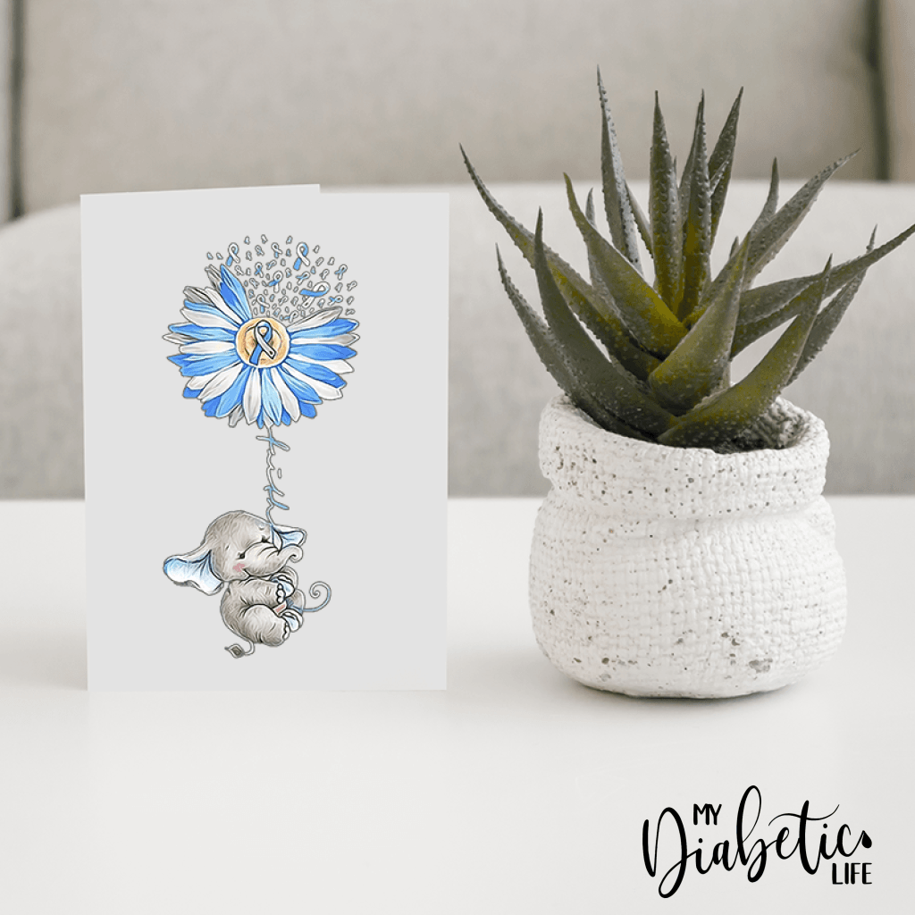 Elephant With Faith Flower- Diabetes Awareness Greeting Card