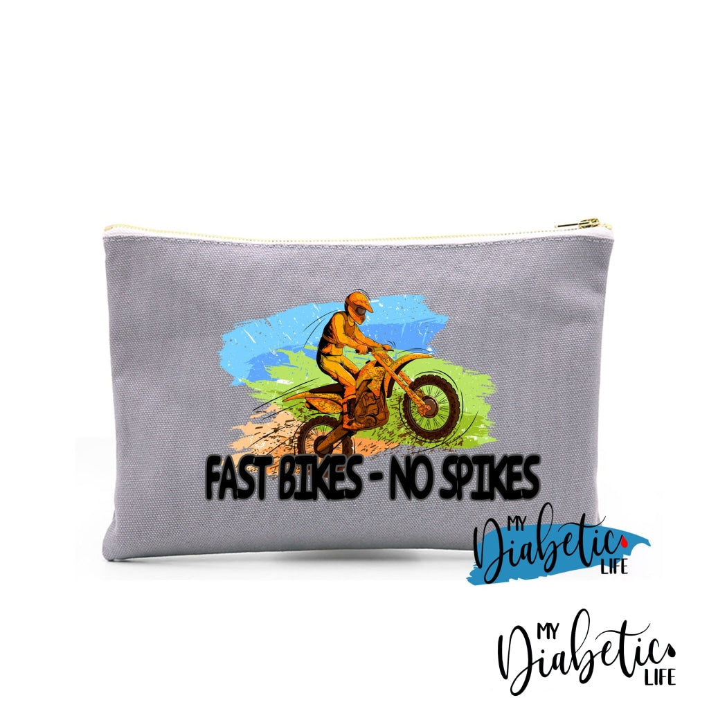 Fast Bikes No Spikes - Diabetes Carry Bag Diabetic Accessories Storage For Medication Light Grey