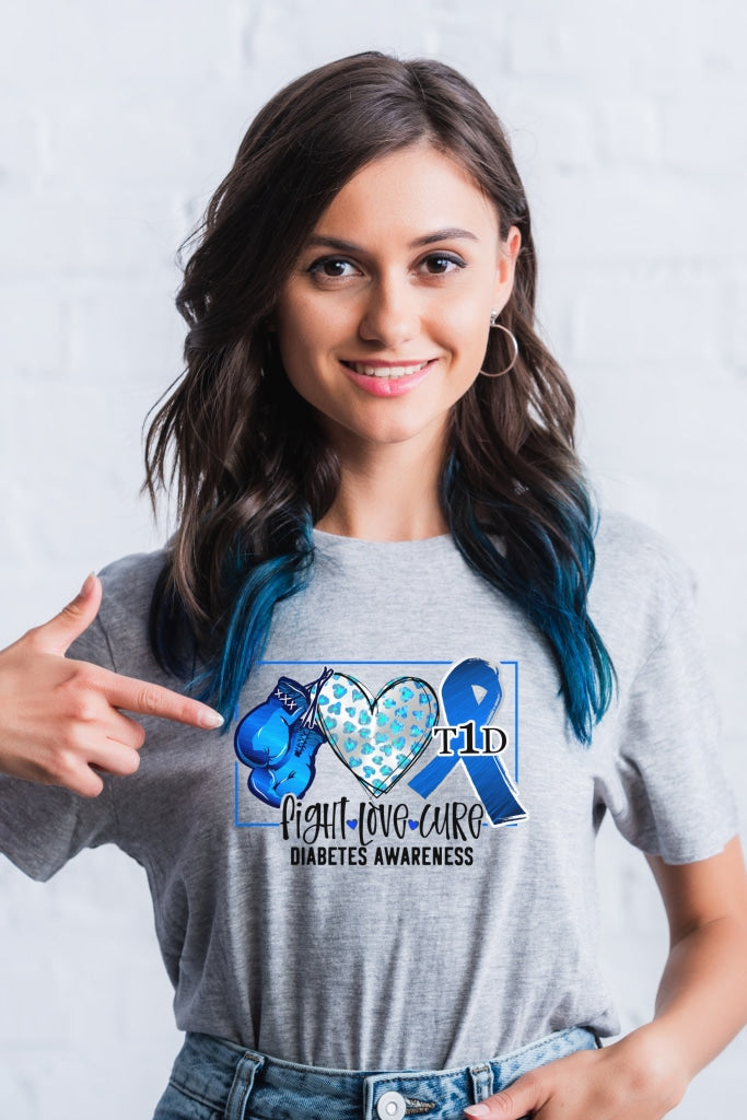 Fight Love Cure - Diabetes Awareness Unisex T-Shirt S / Light Grey Shirts