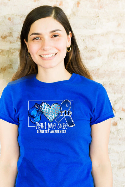 Fight Love Cure - Diabetes Awareness Unisex T-Shirt S / Royal Blue Shirts