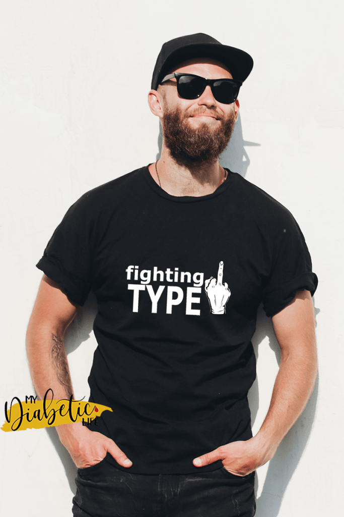 Fighting Type One (Middle Finger) - diabetes awareness, medical conditions, type one diabetic, Basic t-shirt, Womens Graphic Diabetes Tee - MyDiabeticLife