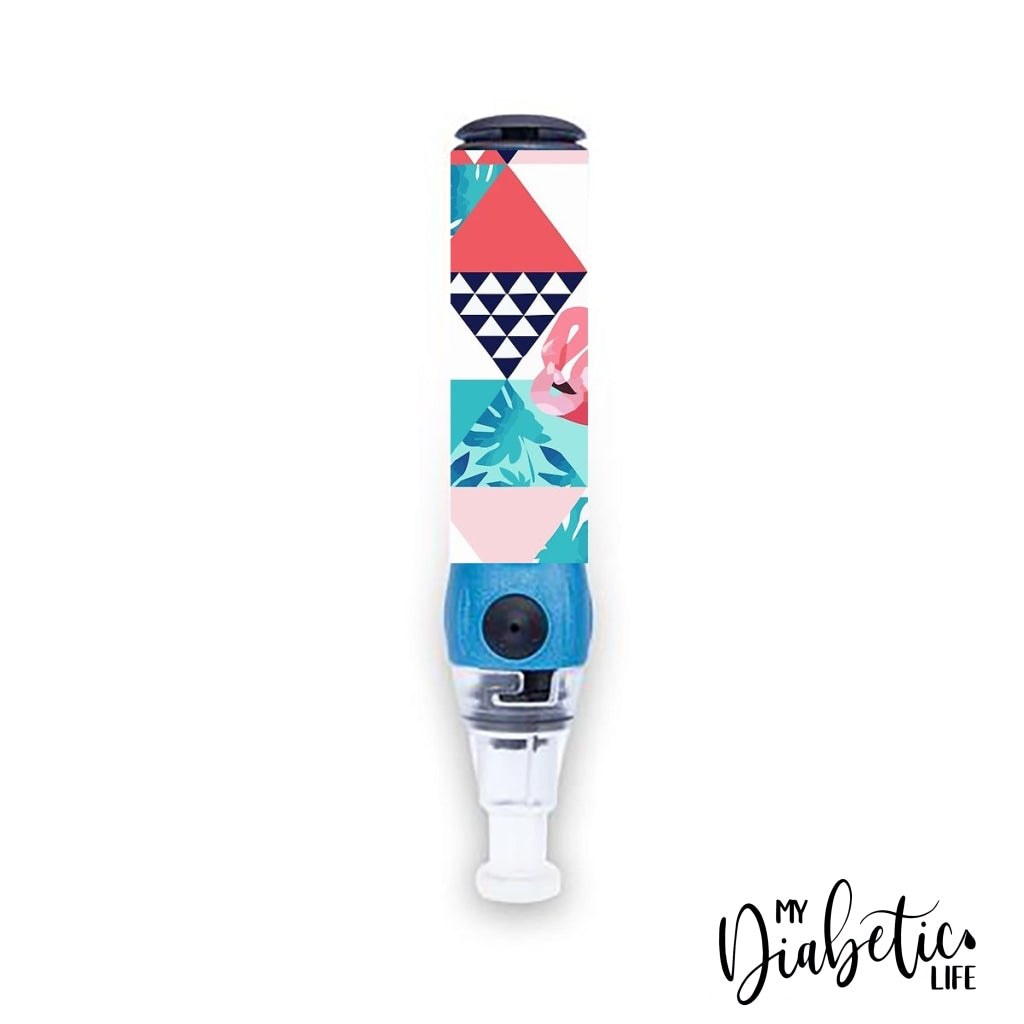 Flamingo Triangles - Genteel Lancing Device Peel, Decal, Skin, sticker - MyDiabeticLife