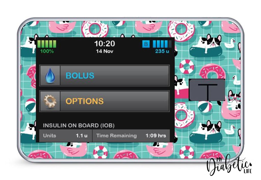 Frolicking Frenchies - Tandem Tslim X2 Pump Peel Skin And Decal Insulin Pump Sticker T:slim