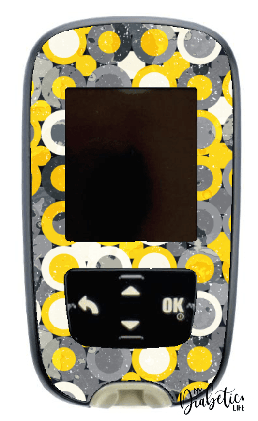 Geo Spots Grey and Yellow - Accu-chek Guide Peel, skin and Decal, glucose meter sticker - MyDiabeticLife