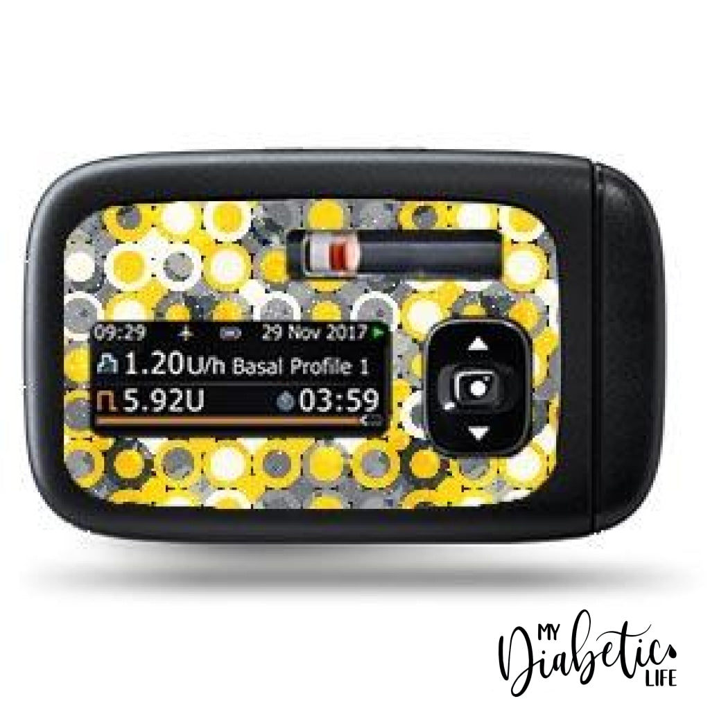 Geo Spots Grey And Yellow - Accu-Chek Insight Peel Skin Decal Insulin Pump Sticker Accu-Chek