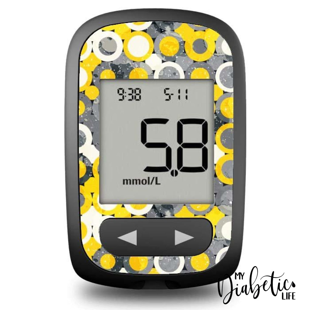 Geo Spots Grey & Yellow - Accu-Chek Guide Me Peel Skin And Decal Glucose Meter Sticker