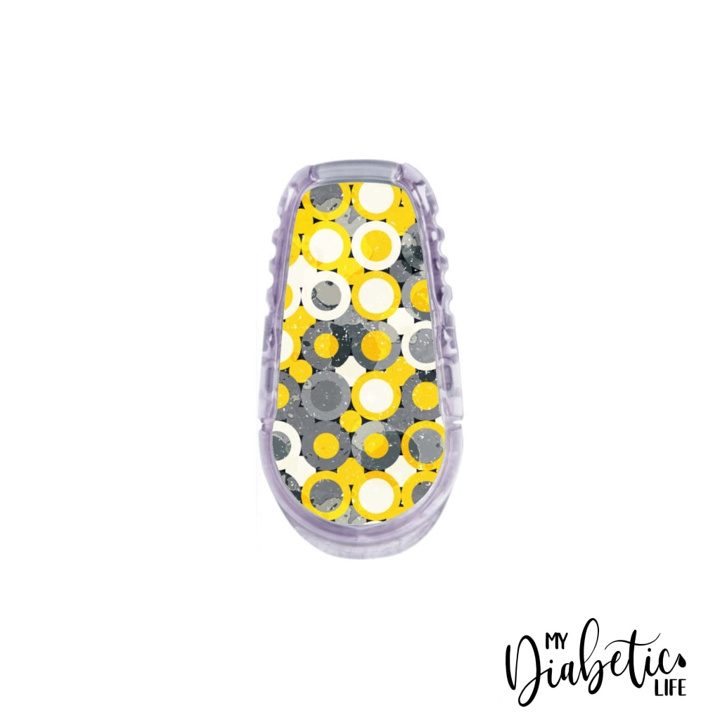 Geo Spots Grey & Yellow - Dexcom Transmitter G6 Peel Skin And Decal Cgm Sticker
