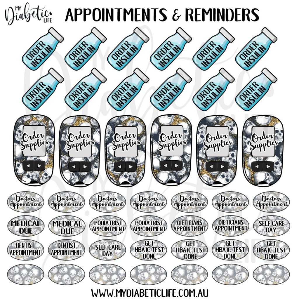 Glitter And Skulls - 46 Appointment & Reminder Planner Stickers