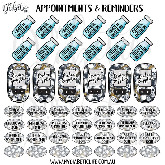Glitter And Skulls - 46 Appointment & Reminder Planner Stickers