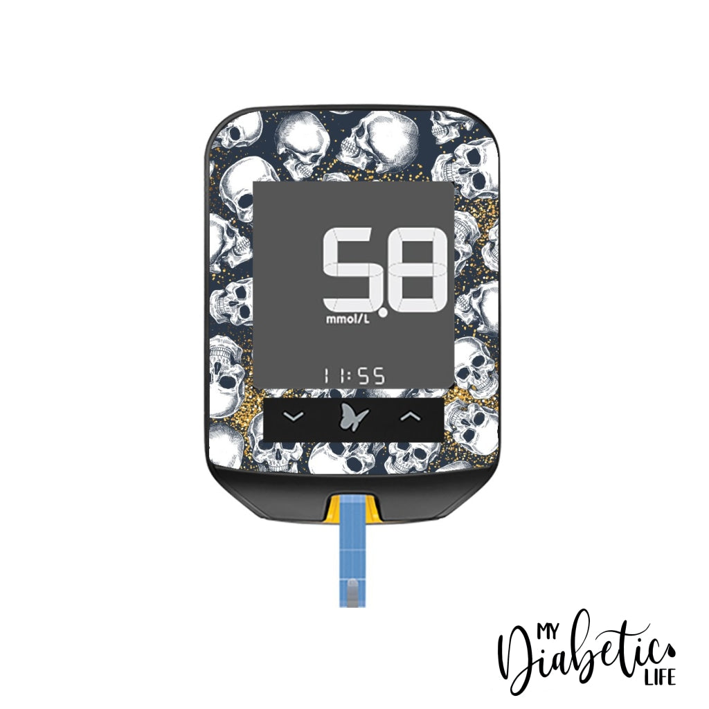 Glitter N Skulls - Freestyle Optium Neo Peel Skin And Decal Glucose Meter Sticker Freestyle