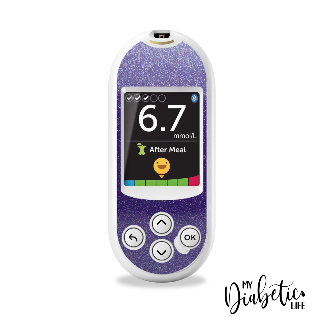 Glitter - Pick Your Colour One Touch Verio Reflect Glucose Meter Sticker Purple