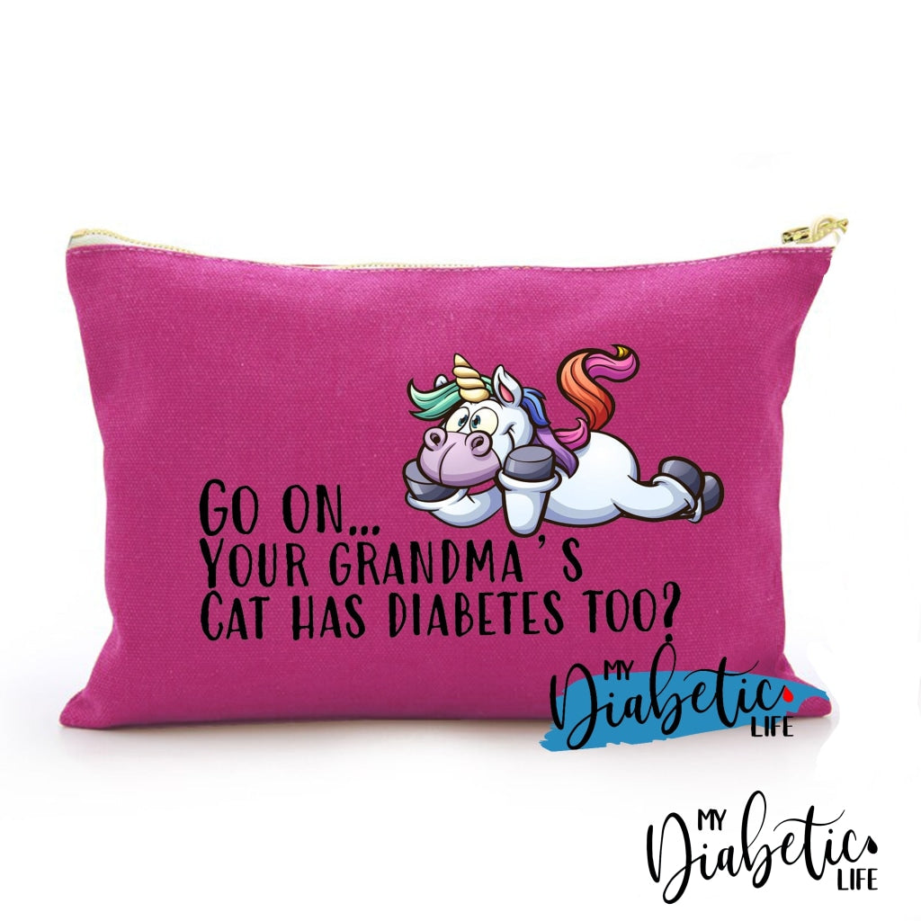 Go On.. Your Grandmas Cat Has Diabetes Too - Carry All Storage Bag Dark Pink Storage Bags