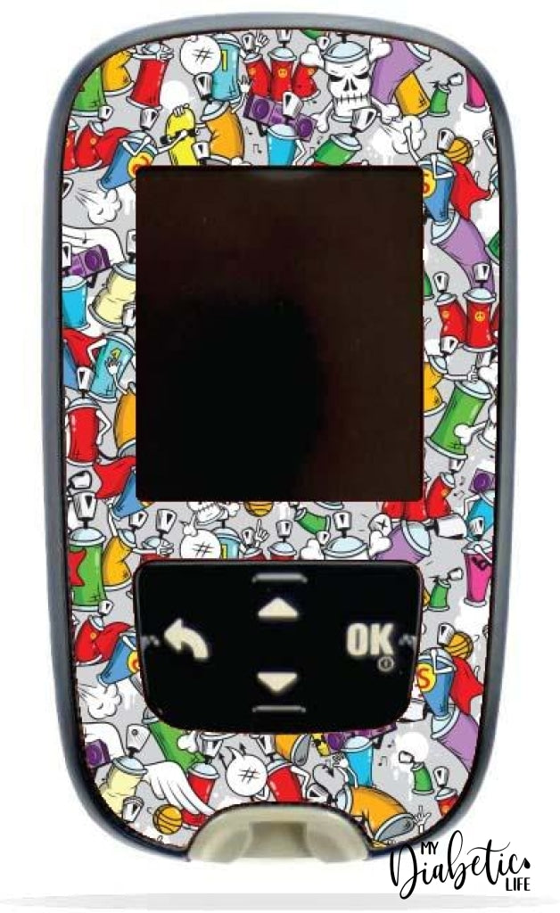 Graffiti Cans - Accu-Chek Guide Peel Skin And Decal Glucose Meter Sticker