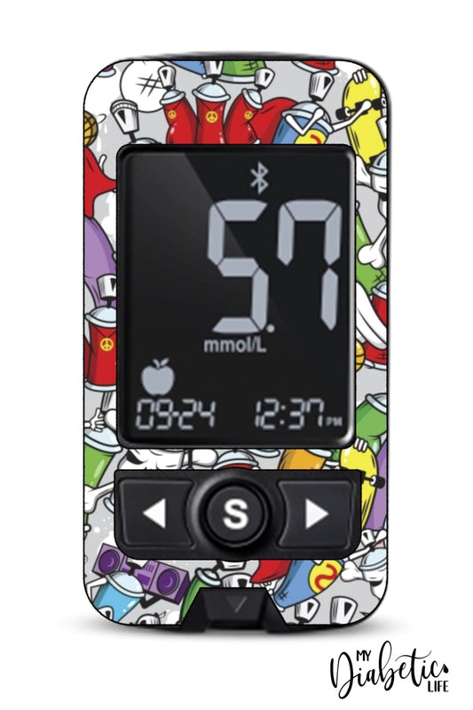 Graffiti Cans - Caresens N Premier, skin and Decal, glucose meter sticker - MyDiabeticLife