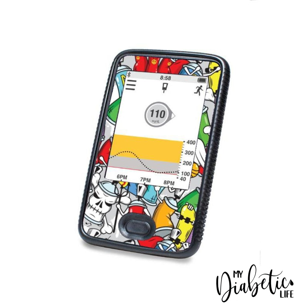 Graffiti Cans - Dexcom G6 Peel, skin and Decal, glucose meter sticker - MyDiabeticLife