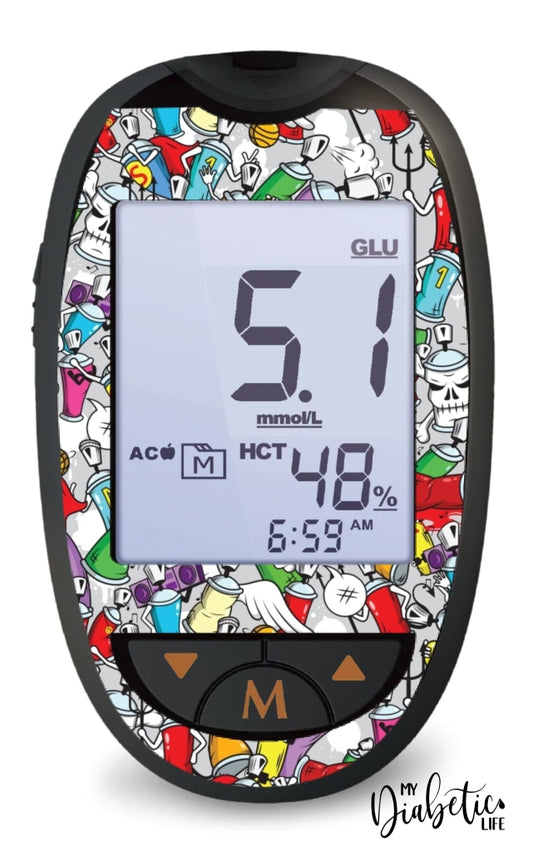 Graffiti- Glucokey Connect - Peel Skin And Decal Glucose Meter Sticker