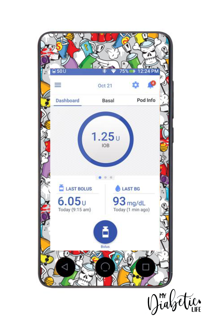 Graffiti - Omnipod Dash, skin and Decal, glucose meter sticker - MyDiabeticLife